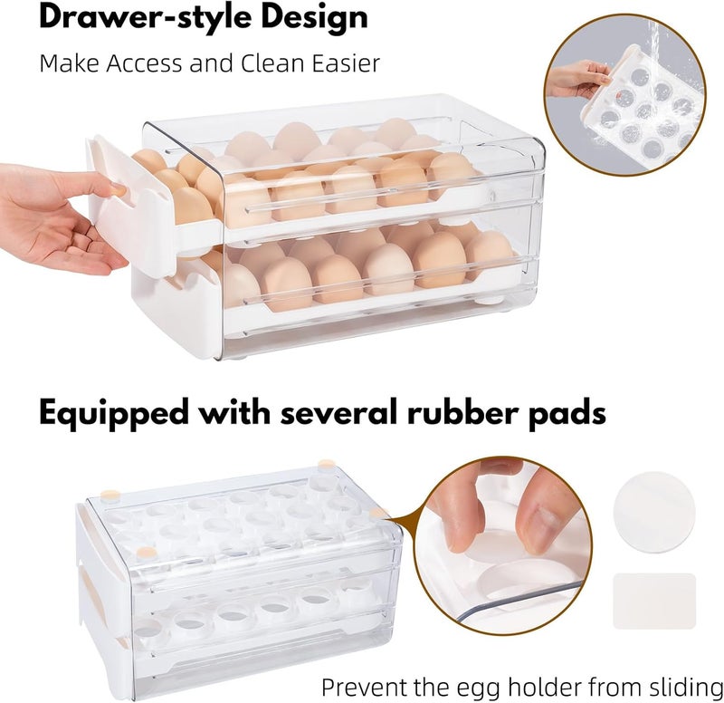 XCX Egg Storage for Refrigerator, Egg Holder for Kitchen Countertop, PET & PP Egg Container for Fridge, Egg Dispenser for 36 Eggs, Double Layer, 18 Eggs per Layer (Orange) - Image 2